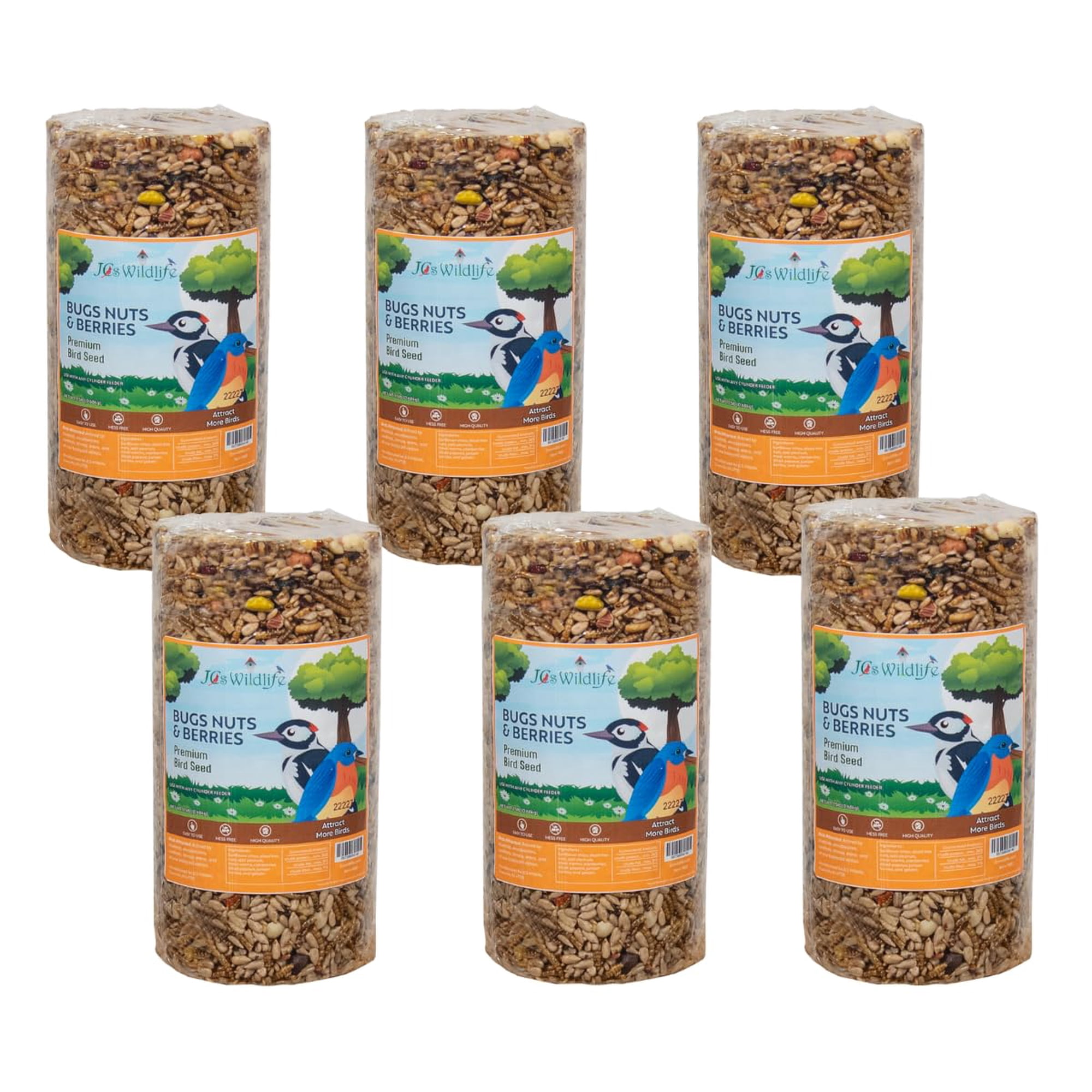 Bird Seed JCs Wildlife Bichos, frutos secos y bayas, 680 g, paquete de 6
