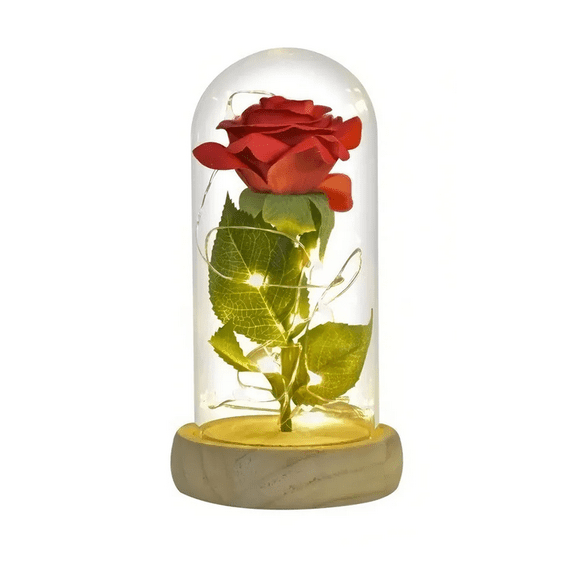 Rosa eterna preservada led san valentín roja