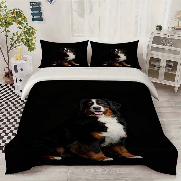 3pcss Bernese Mountain Dog Logo Themed Bedding Set Duvet Cover Pillowcase Set