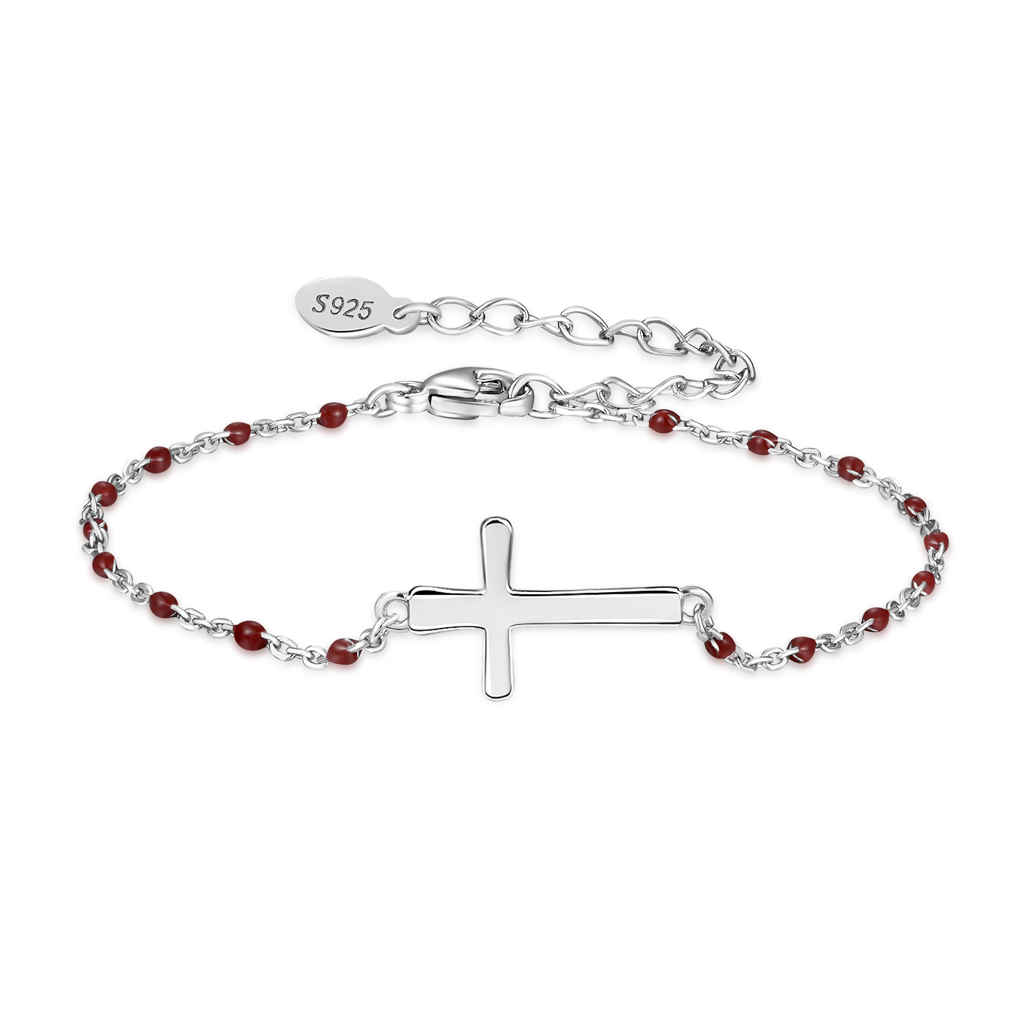 Heshpaws - Brazalete Cruz Religiosa De Plata De Ley