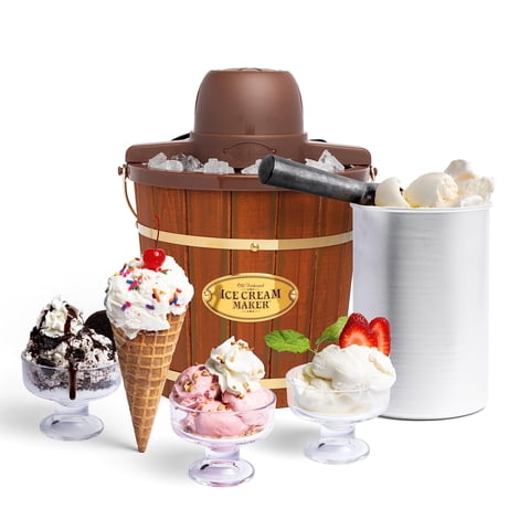 Máquina Para Hacer Helados Nostalgia Electric Old Fasoned 4L De Madera Oscura