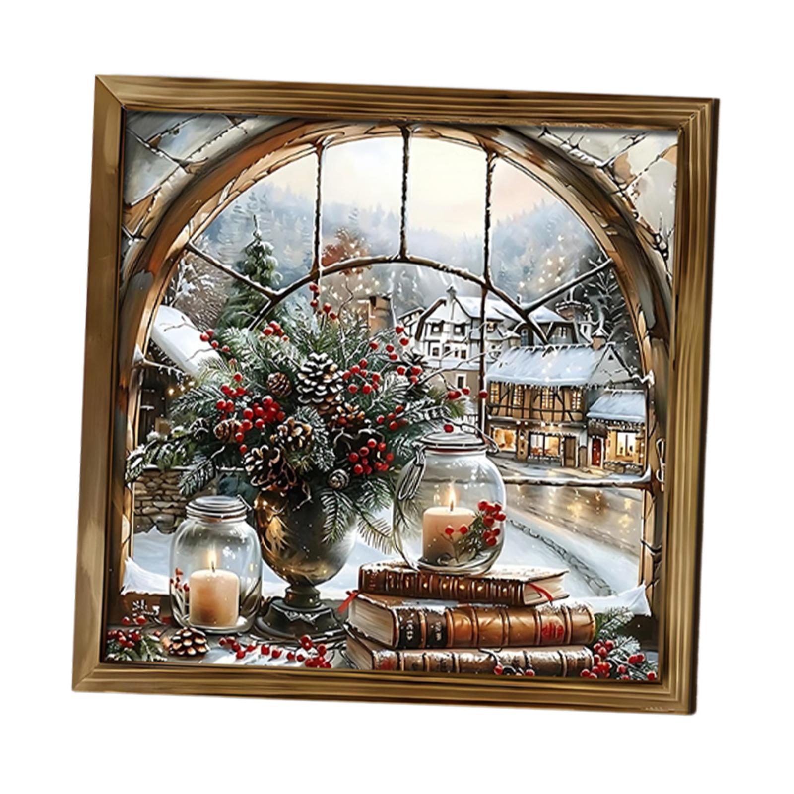 Magideal - Marco De Fotos De Madera Navideño, Adorno De 8 X 8 Pulgadas, Decoración Del Hogar, Arte De Pared, Marco De Fotos Para Regalo, Cafetería, Sala De Estar