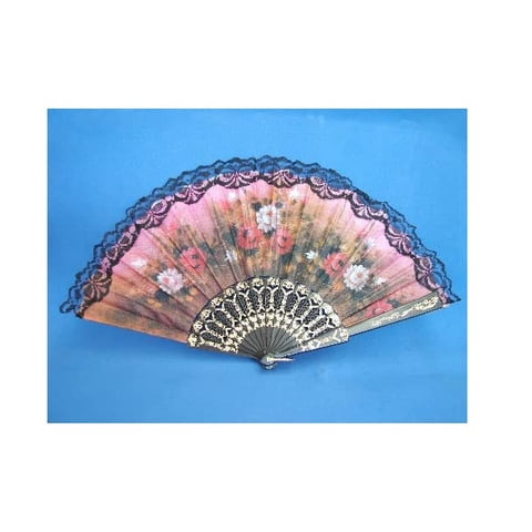 Feng Shui Import - Abanico De Mano, Estilo Español Importado Del Feng Shui, Con Encaje E Imágenes