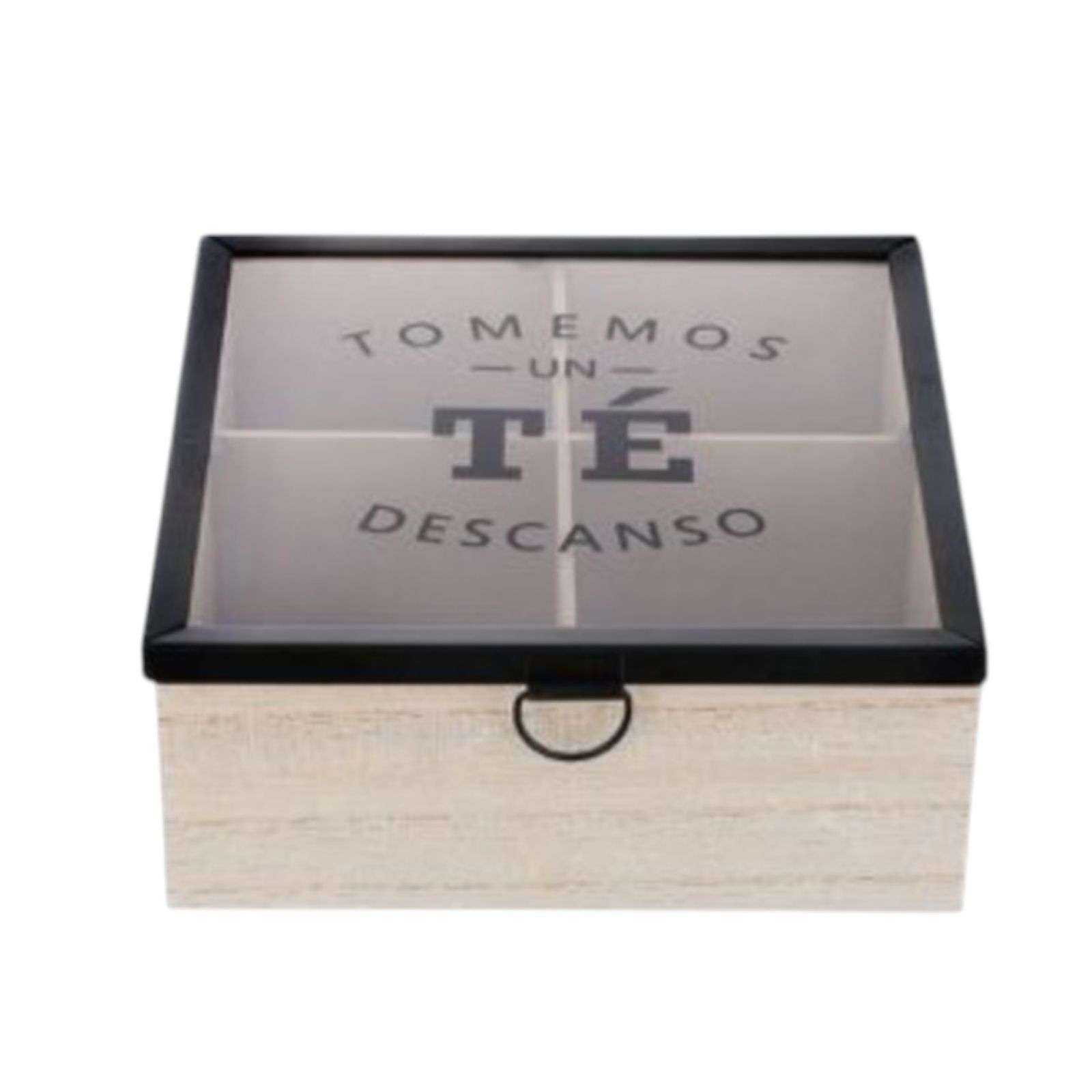 Oem - Caja De Té Mediana De Madera 4 Espacios Tomemos Descanso