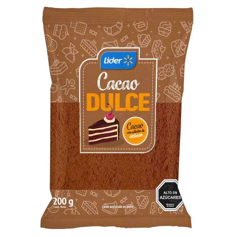 Cacao Natural En Polvo Con Azúcar Dulce 200 g Lider