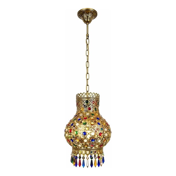 Lámpara Colgante Vintage Árabe Multicolor Con Cristales E27