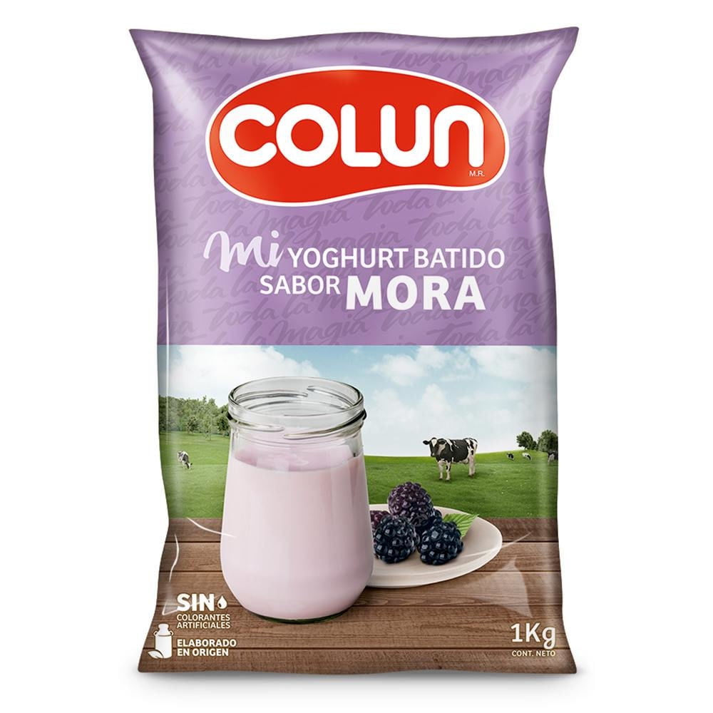 Yoghurt Batido Sabor Mora Bolsa 1 Kg Colun