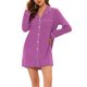 thumbnail image 1 of INSPIRE CHIC Camisón de Manga Larga para Mujer Mezcla de Algodón con Botones y Cuello con Solapa XS Púrpura, 1 of 6