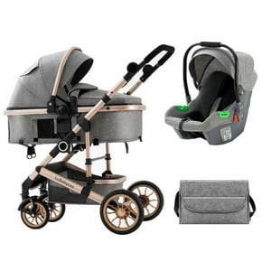 Coche Cuna Con Silla Nido Y Accesorios Lubabycas Gris