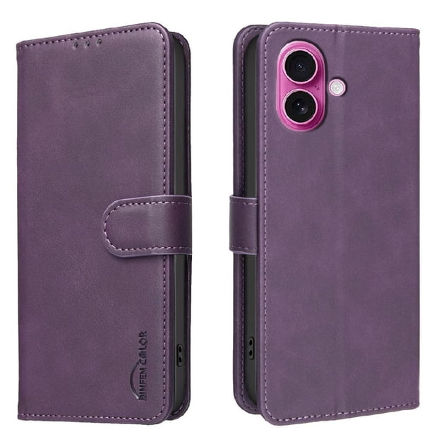 Funda Billetera para iPhone 16 Protección RFID y Soporte Ajustable Morado