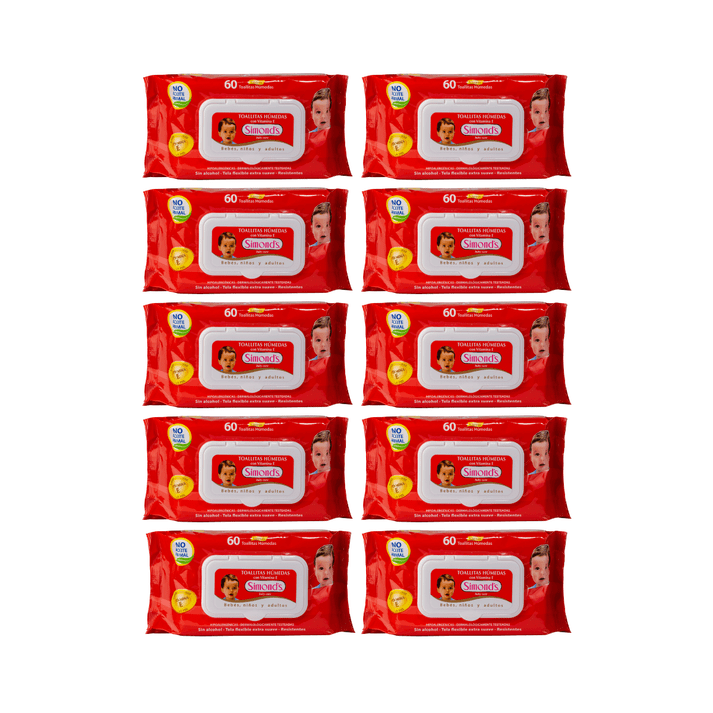 Simonds Industries - Pack 10 Toallitas Húmedas Simonds Baby Care 60un , Hipoalergénicas,