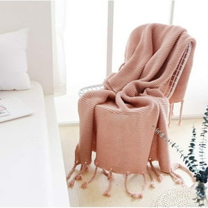 Wyj Hogar - Manta Encaje De Lana Gruesa Tejida A Mano Premium 150X230Cm Rosa