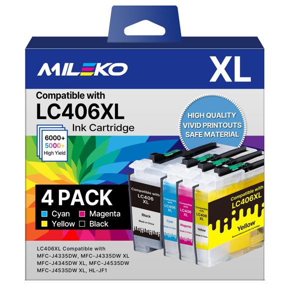Cartuchos de tinta MILEKO LC406XL LC406 High Yield para Brother