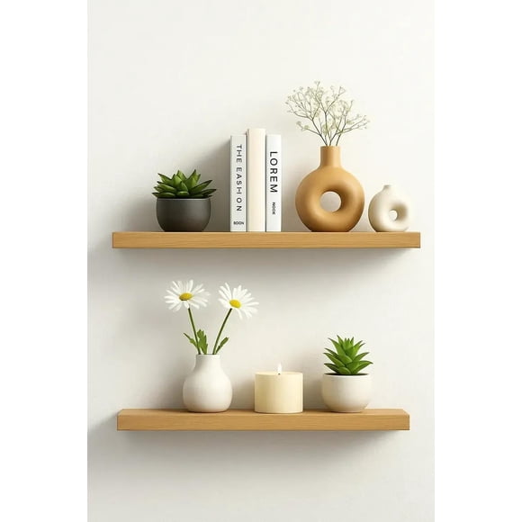 2 Repisa Flotante Dormitorio Baño Estantes Pared Mdf 40x15cm beige