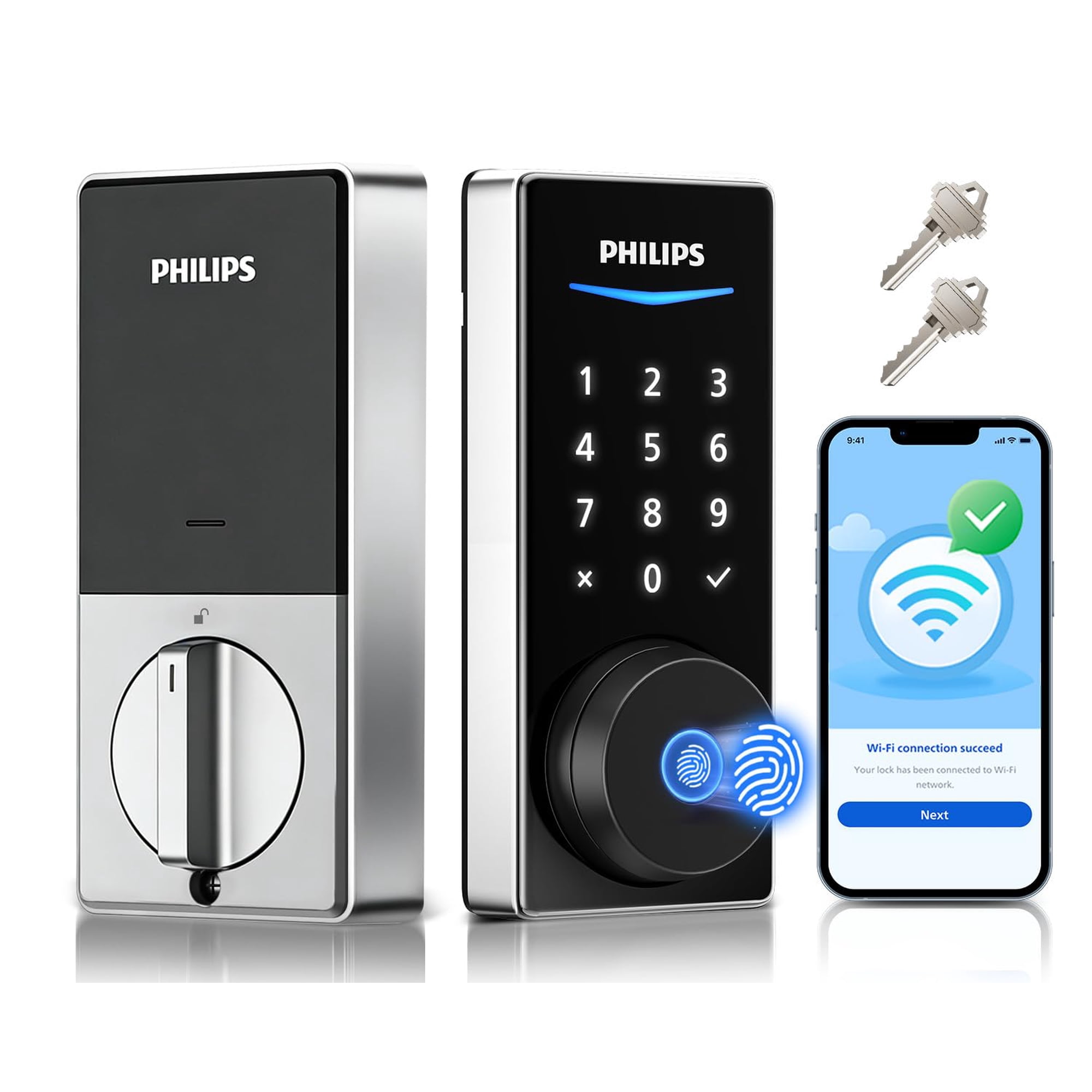 Cerradura Inteligente Wifi Integrada De Philips, Cerradura De Puerta De Entrada Sin Llave Con Aplica