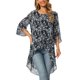 thumbnail image 1 of INSPIRE CHIC Blusa de Chifón para Mujer Manga 3/4 con Abertura Dobladillo Asimétrico Túnica Top Negro Blanco Floral S, 1 of 6