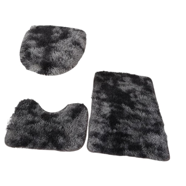 Juego de 3 uds de alfombrillas de baño para baño con tapa de inodoro, diseño elegante, materiales absorbentes, decoración de baño, juego de inodoro de negro y gris