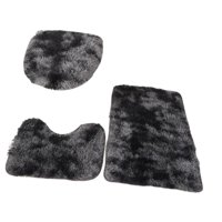 Magideal - Juego De 3 Uds De Alfombrillas De Baño Para Baño Con Tapa De Inodoro, Diseño Elegante, Materiales Absorbentes, Decoración De Baño, Juego De Inodoro De Negro Y Gris