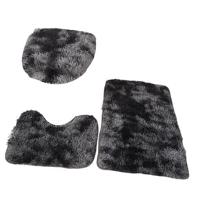 Magideal - Juego De 3 Uds De Alfombrillas De Baño Para Baño Con Tapa De Inodoro, Diseño Elegante, Materiales Absorbentes, Decoración De Baño, Juego De Inodoro De Negro Y Gris