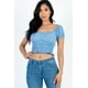 thumbnail image 1 of Top Casual De Punto Acanalado Liso Con Mangas Abullonadas Fruncidas, 1 of 2