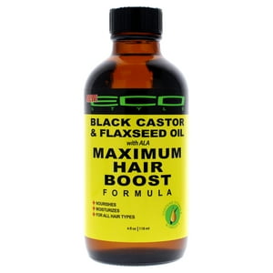 Ecoco - Aceite De Máximo Crecimiento Del Cabello Estilo Ecológico - Ricino Negro Y Linaza De Para Unisex - 4 Oz De Aceite