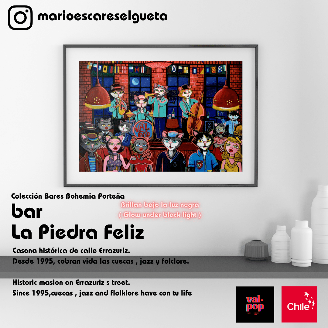 Val-pop Ilustraciones - Colección Bares Bohemia Porteña : Bar La Piedra Feliz