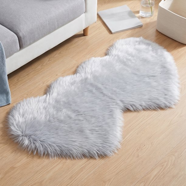 REGALWOVEN Pequeña Alfombra Peluda, Alfombra de Baño Ultra Suave y Esponjosa, Alfombra Antideslizante Estrecha y Peluda para Banco de Tocador, Lado de la Cama Gris Claro 28" x 14"