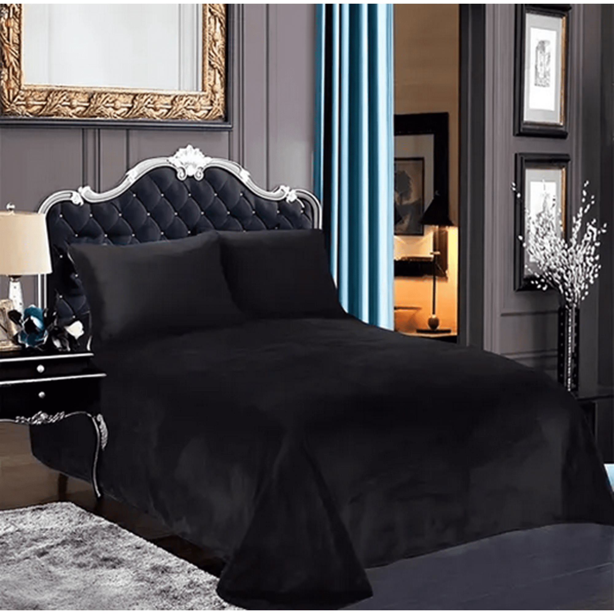 Genérico - Sabana Polar 2 Plazas Diseño Liso Color Negro