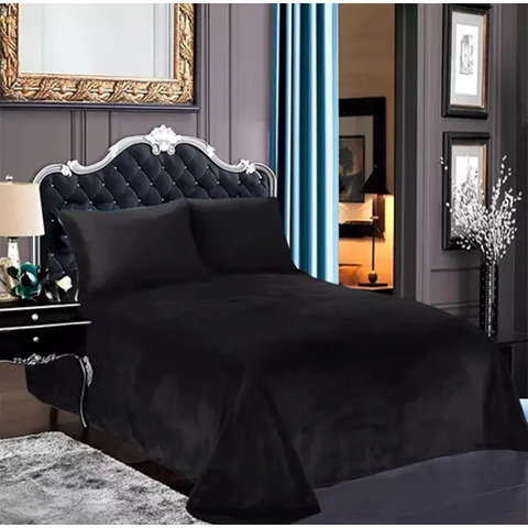 Genérico - Sabana Polar 2 Plazas Diseño Liso Color Negro