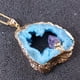 thumbnail image 1 of 1pc Natural Crystal Hole Hollow Slice Pendant Inlaid With Amethyst Tooth Gilt Edge Electroplating Colorful Irregular Sweater Necklace, 1 of 3