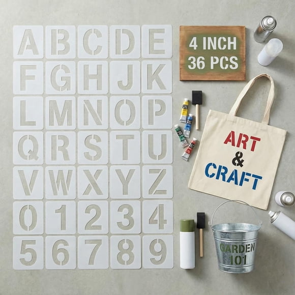 Juego de 36 plantillas de letras y números Afwqm de 10 cm