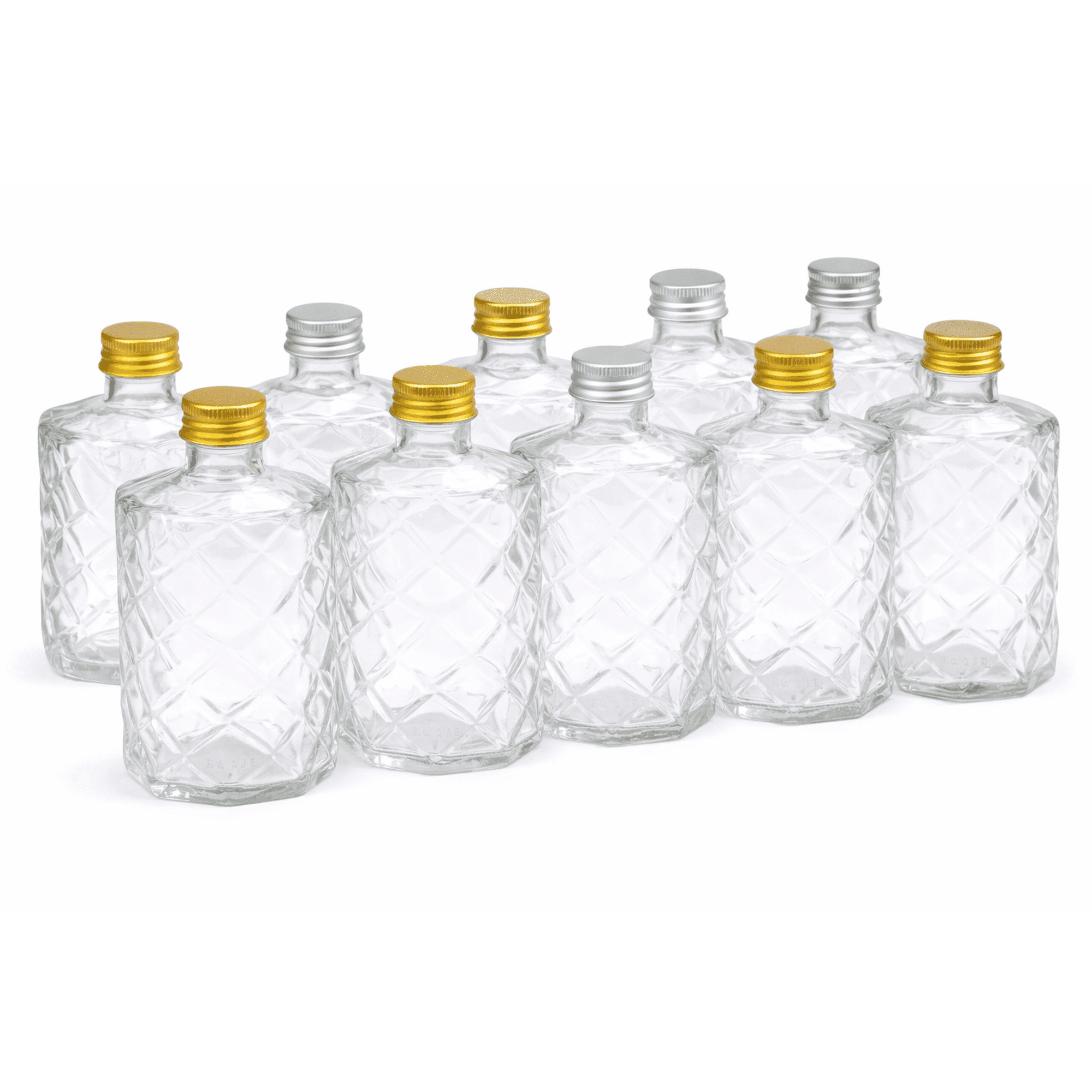 Baima - Pack De 12 Botellas De Vidrio 200 Ml Con Tapas Metálicas Colores Variados