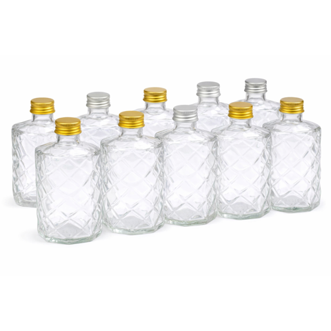 Baima - Pack De 12 Botellas De Vidrio 200 Ml Con Tapas Metálicas Colores Variados