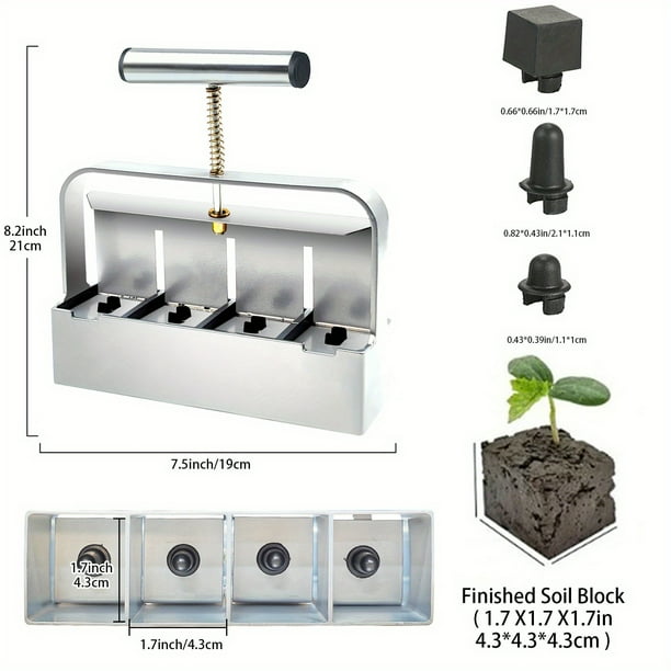 1pc Soil Blocker, Clod Machine, Soil Block Maker Tool For Outdoor Garden Seed Plants, Manual Soil Block Maker Mini 4 Hand Held