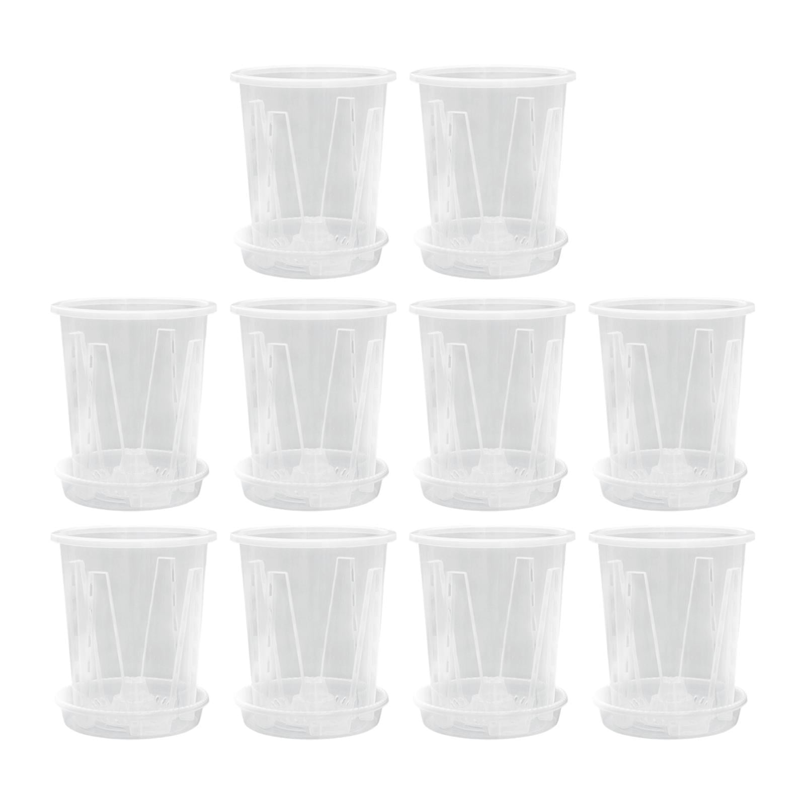 Ioensy - 10 Macetas Para Orquídeas, Prácticas Y Profesionales, Para Un Crecimiento Saludable De Las Raíces, Con Platillo, 7,3 X 10 X 12 Cm.