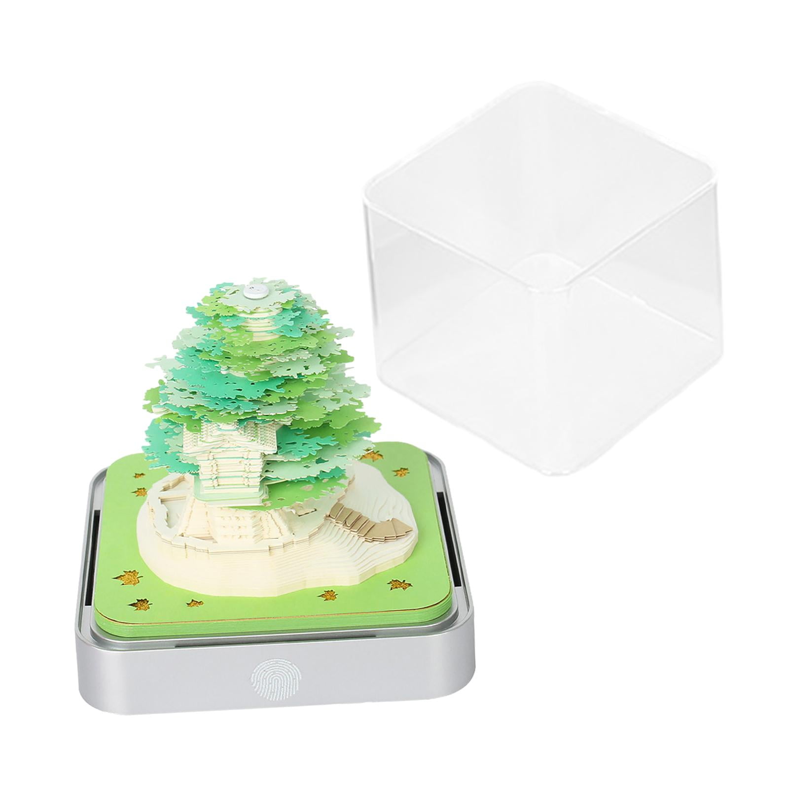 Magideal - Calendario 3d Con Luces Calendario De Escritorio Único Diy Bloc De Notas Calendario De Papel Tallado En Papel Calendario Para Festivales De Oficina En Verde