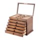 thumbnail image 1 of Joyero De Madera Con Cerradura Caja De Almacenamiento De Joyas Para Broches Pendientes Anillos Espejo Forro Marrón, 1 of 5