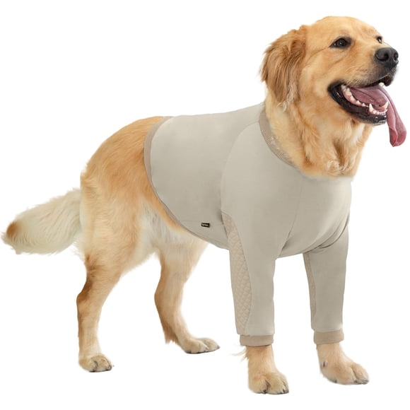 Manga de recuperación para perro Aimydog con protector de codo, beige, talla M