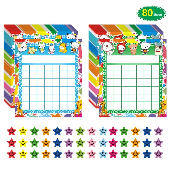 Tabla de incentivos para el aula REGELETO, paquete de 80 con 2400 pegatinas