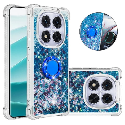 Foxdock Funda Glitter Líquida Para Xiaomi Redmi Note 14 Pro Plus 5G Con Anillo Brillante, Tpu Antichoques Y Esquinas Reforzadas, Soporte