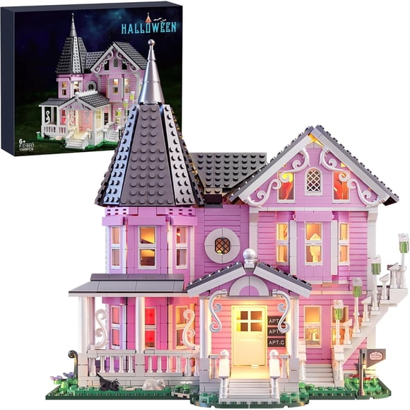 Set de construcción FunBuild Pink Palace Apartment de 1349 piezas con luces