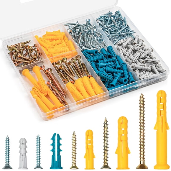 Kit surtido de anclajes y tornillos para paneles de yeso KURUI 270 piezas