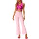 thumbnail image 2 of INSPIRE CHIC Top metálico con cuello halter para mujer, escote en V profundo, top corto holográfico sin espalda XL rosa intenso, 2 of 6