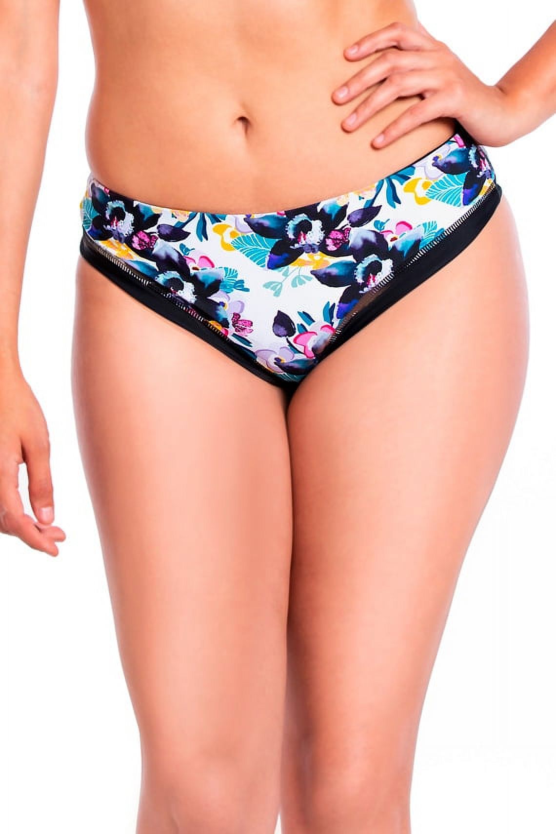 Samia - Bikini Tanga Reversible Tiro Alto Estampado Flores Negro S