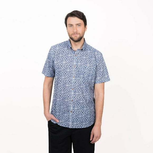 Camisa M/C Estampada Slim Fit azul L