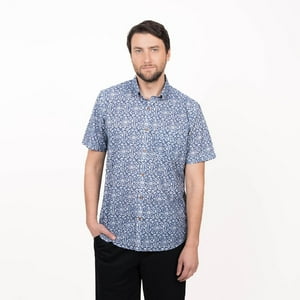 Truval - Camisa M/C Estampada Slim Fit Azul M
