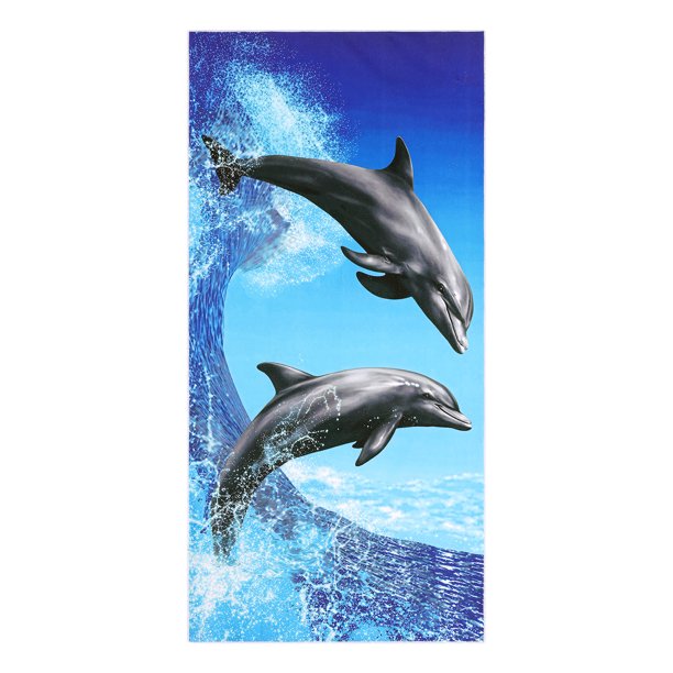 REGALWOVEN Toalla de Playa Sobredimensionada, Toallas de Piscina de Secado Rápido y Ligeras para Viajes, Deportes, Camping Patrón de Delfín 28" x 56"