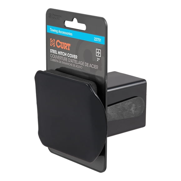 Tapa de enganche para remolque CURT 22751, receptor de acero negro de 2 pulgadas