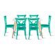 thumbnail image 1 of Comedor Rectangular Blanca 120x80cms + 6 Silla Crossback Danubio Menta, 1 of 8
