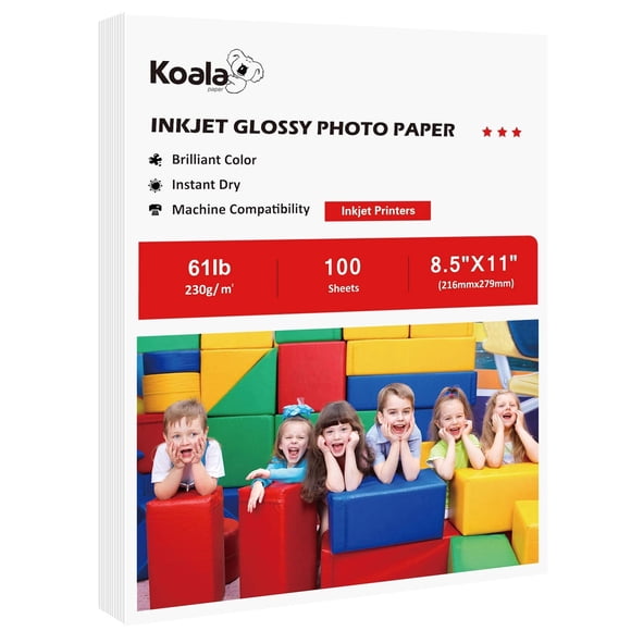Papel Fotográfico Koala Pesado Brillante Alta Calidad 8.5x11'' 100 Hojas